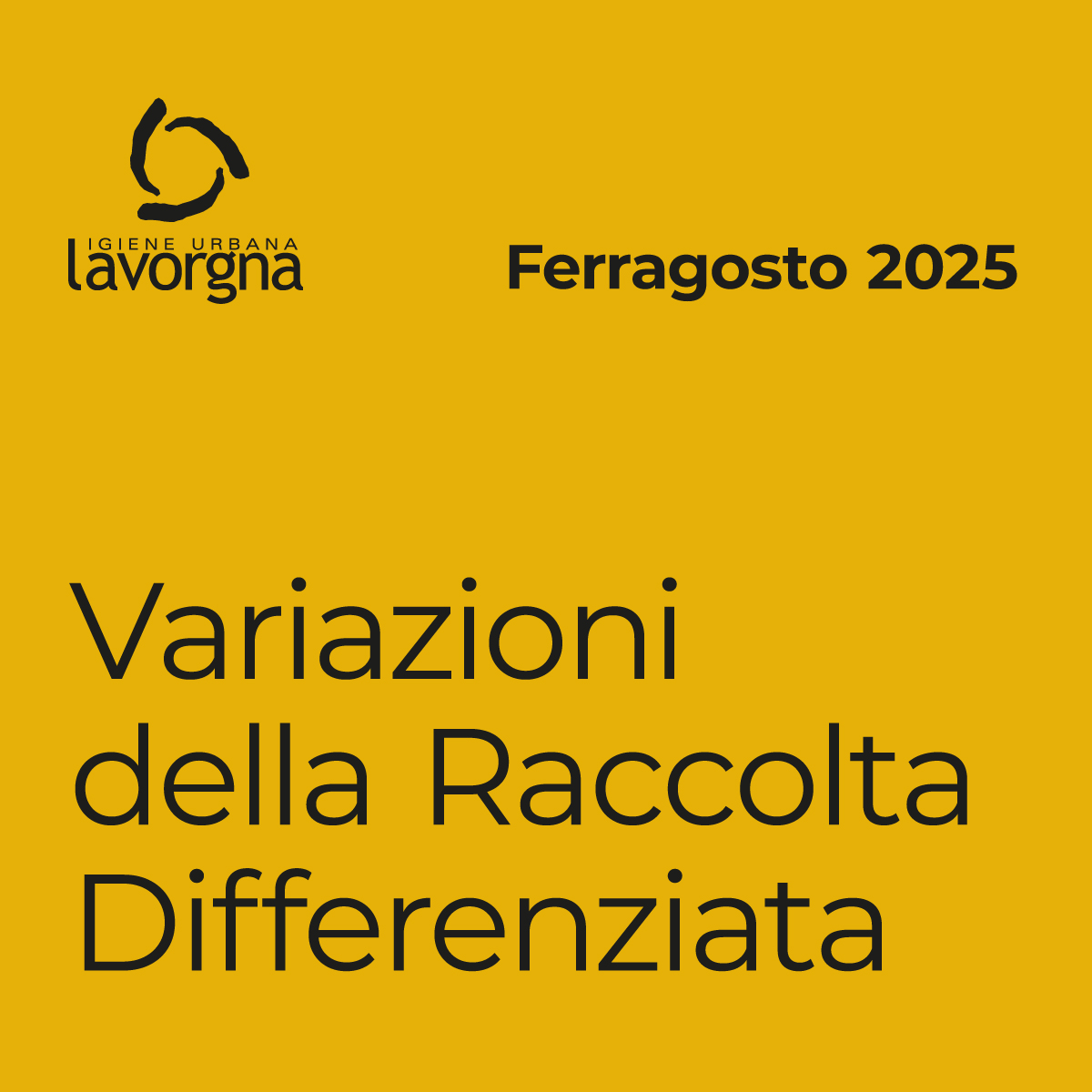 Variazioni della raccolta differenziata per la festività del 15 agosto 2025