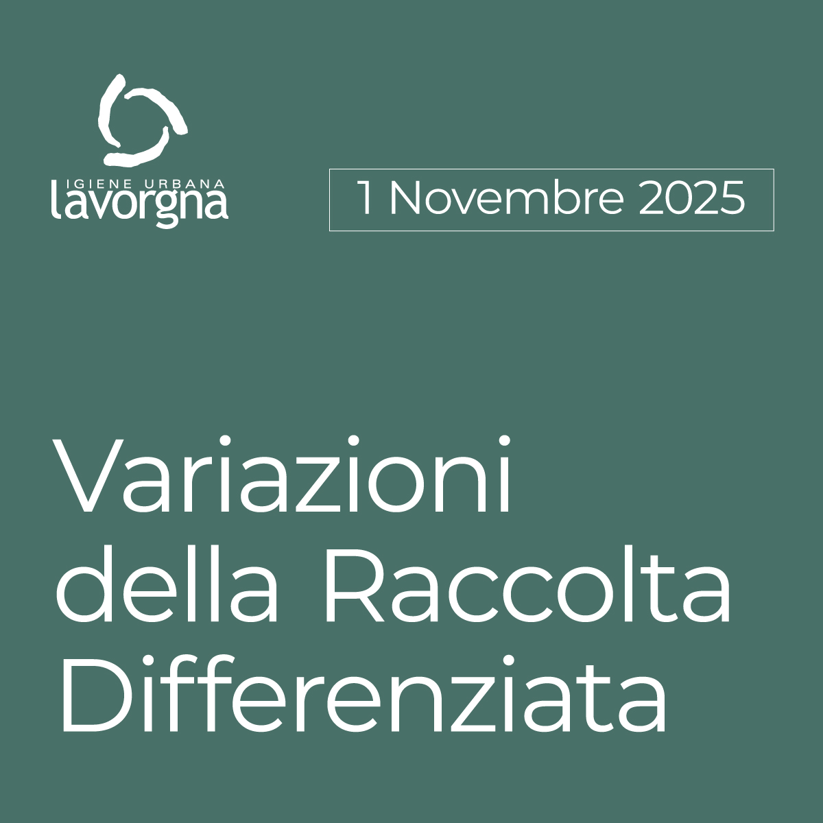 Variazioni della raccolta per la festività di Ognissanti – 1° novembre 2025