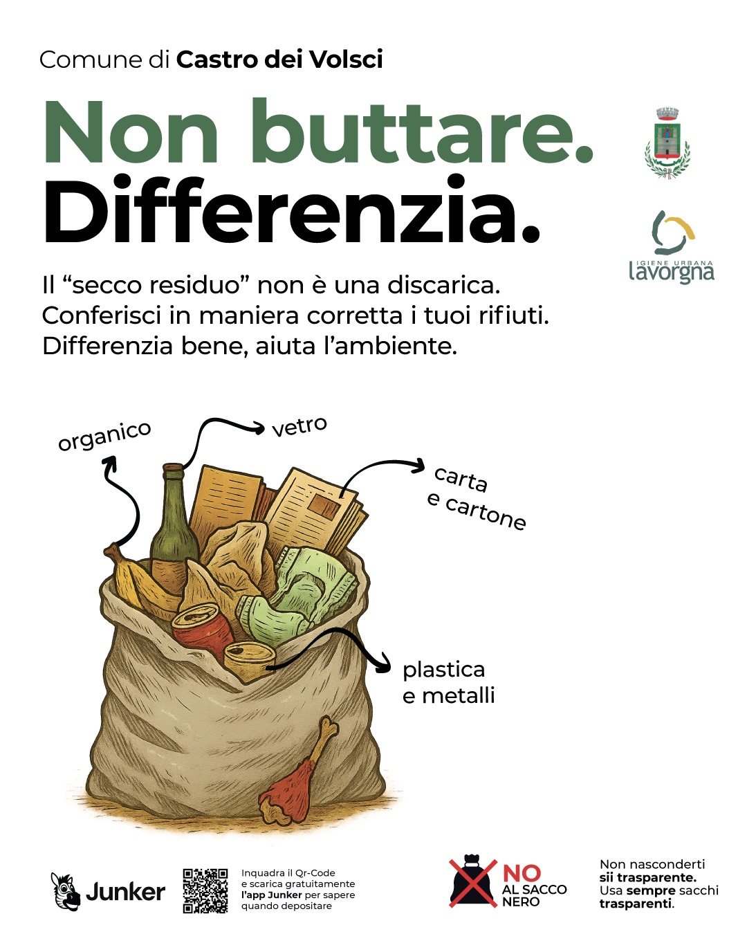 [CASTRO DEI VOLSCI] “Non buttare. Differenzia.” – Campagna di sensibilizzazione alla raccolta differenziata