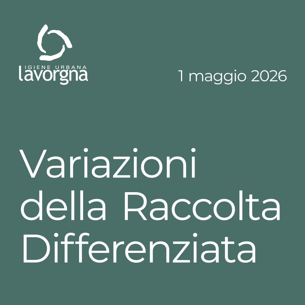 Variazioni della raccolta differenziata per la festività del 1° maggio 2026